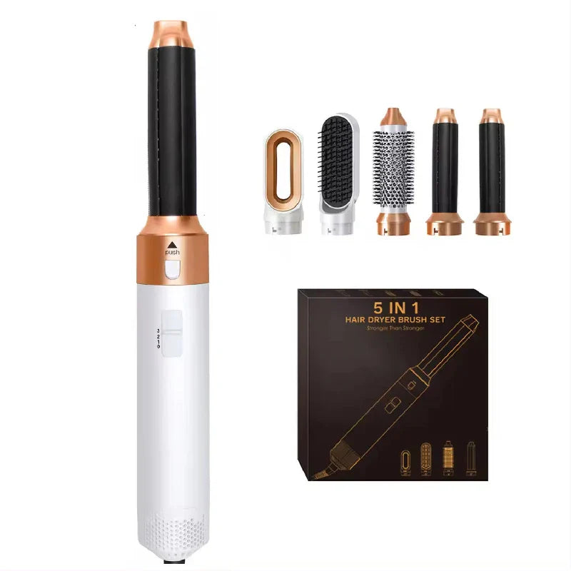 Hair Dryer 5-In-1 Electric Hair Comb Negative Ion Straight Curler Brush Blow Dryer Air Comb Removable Brush Kit Tool